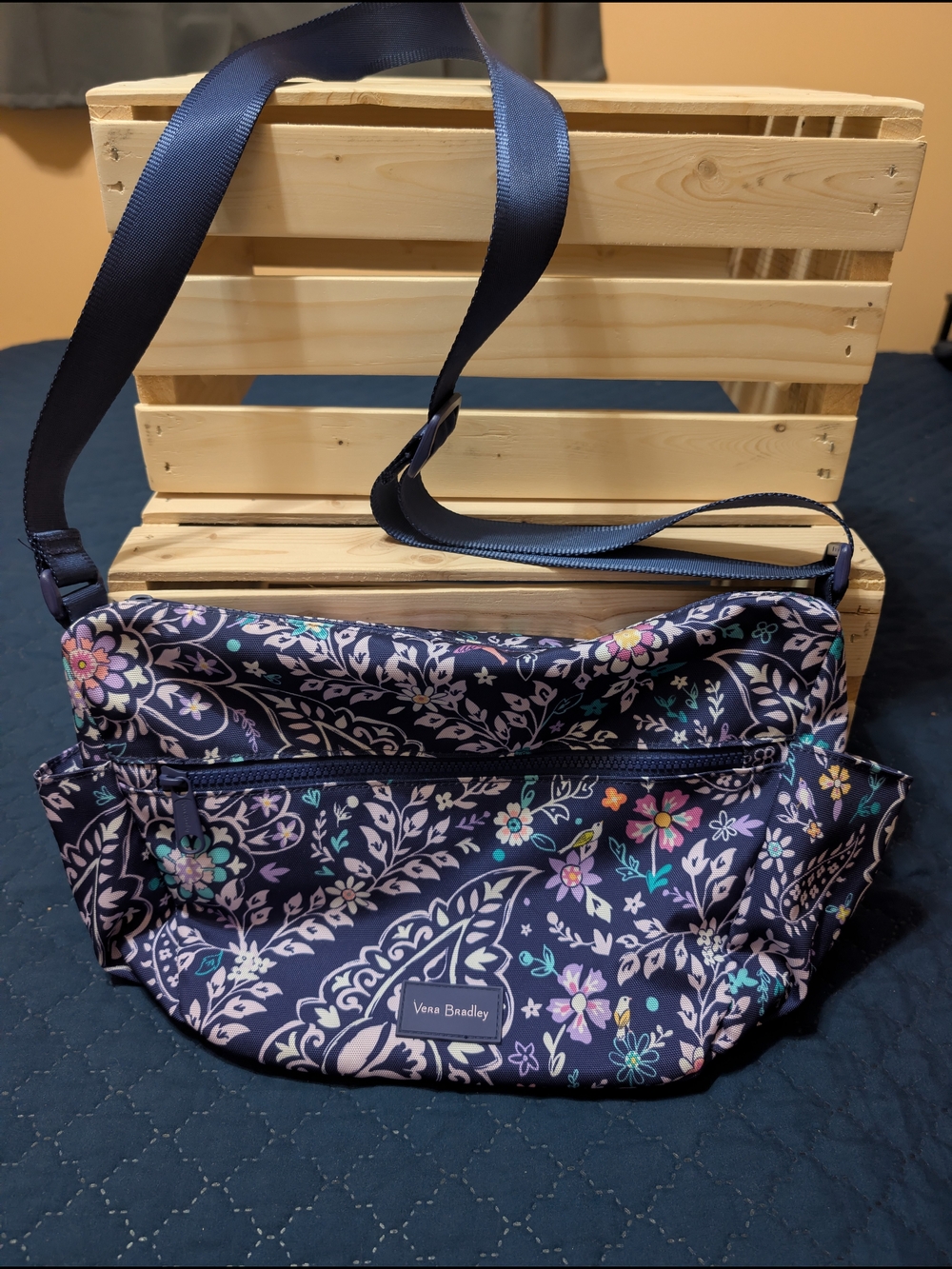 Vera Bradley Navy Floral Adjustable Crossbody